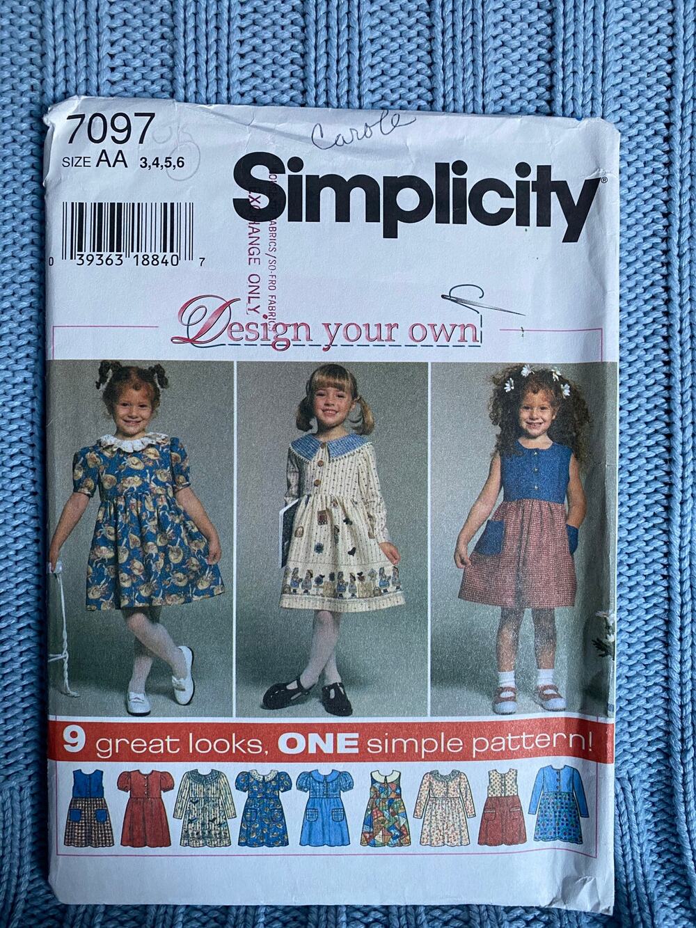 Simplicity 7097 Sewing pattern girls dress puff sleeve pockets size 3 4 5 6